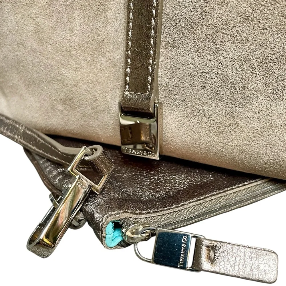 Tiffany & Co. Reversible Bronze Leather & Suede Tote Bag w/ Pochette